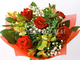 "Райские цветы" - букет из роз, альстромерий и филинга.